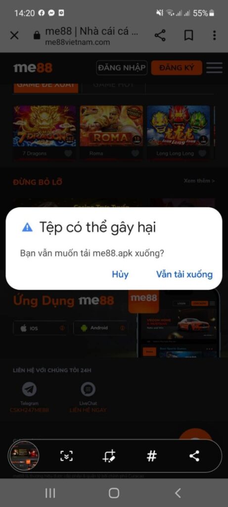 Tải app Me88 cho Android